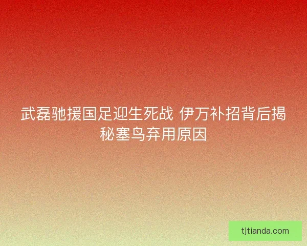 武磊驰援国足迎生死战 伊万补招背后揭秘塞鸟弃用原因